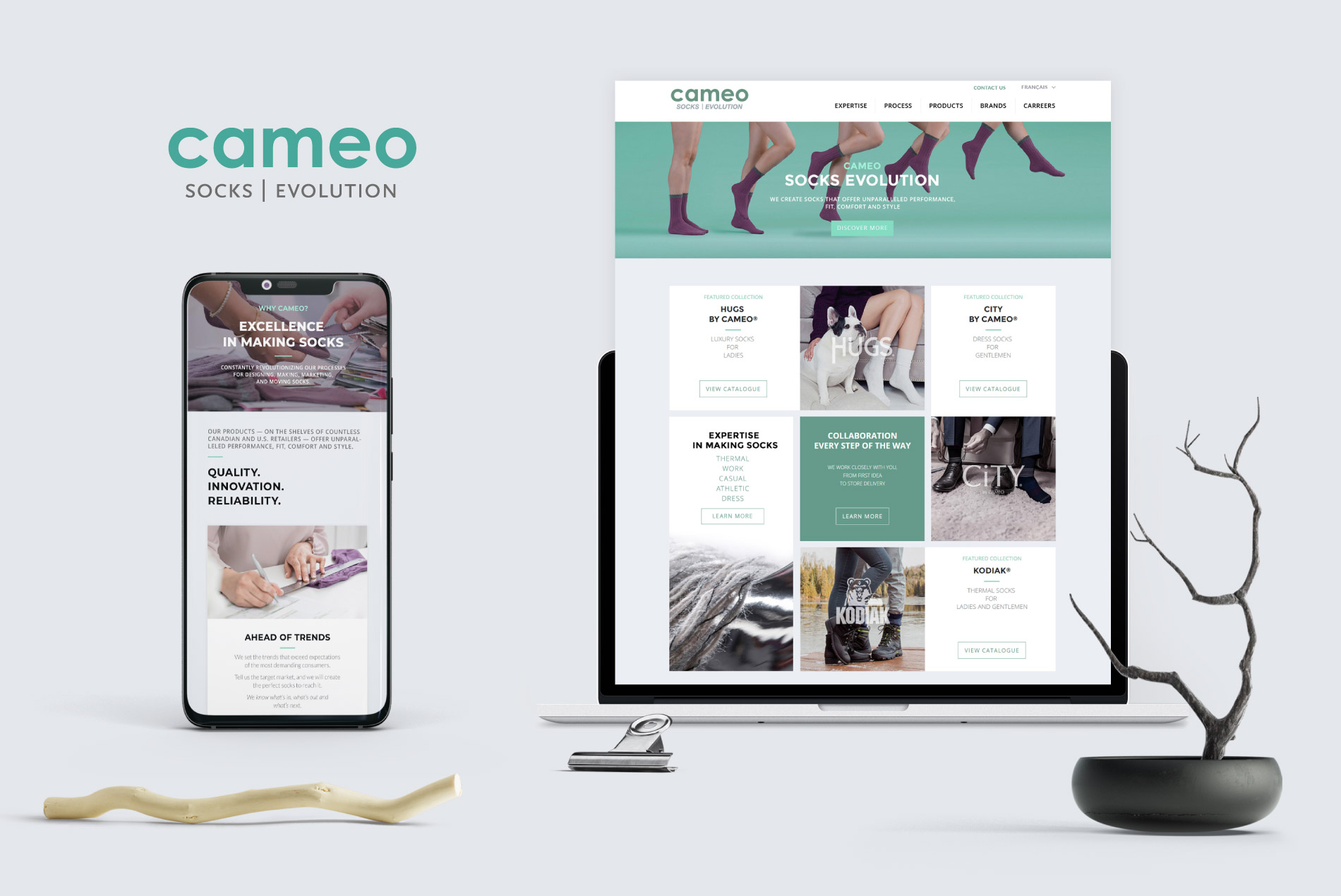 Design du site web du manufacturier de chaussettes Cameo Socks